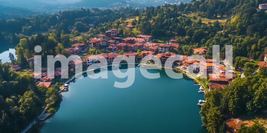 Lakeside Resort Aerial View of Luxurious Villas