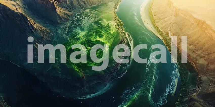 Vibrant Green and Gold Abstract Art Swirling Texture Background