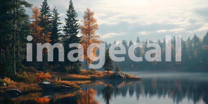 Autumn Lake Serene Forest Scene Peaceful Nature Vista