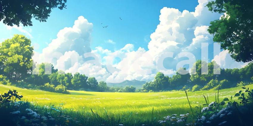Vibrant Summer Meadow Lush Landscape Painting