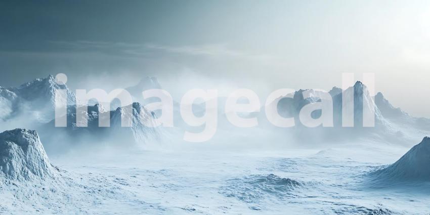 Epic Winter Landscape Breathtaking Frozen Peaks  Misty Mountains