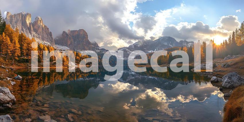 Alpine Lake Serenity Autumnal Mountain Reflections