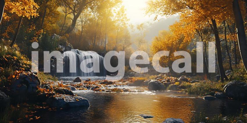 Autumn Waterfall Scenic Nature Photography