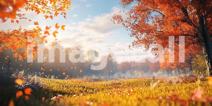 Autumn Landscape Golden Fields and Vibrant Trees