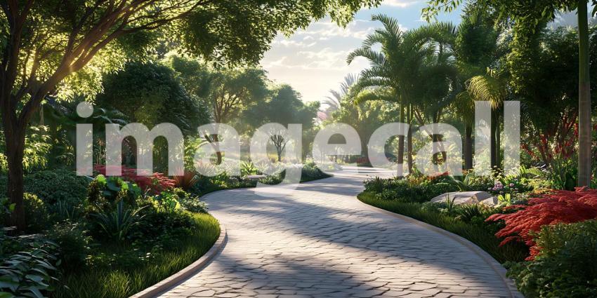 Serene Garden Path A Tranquil Landscape