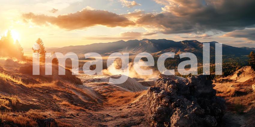 Epic Sunset Over Ancient City Panoramic Landscape