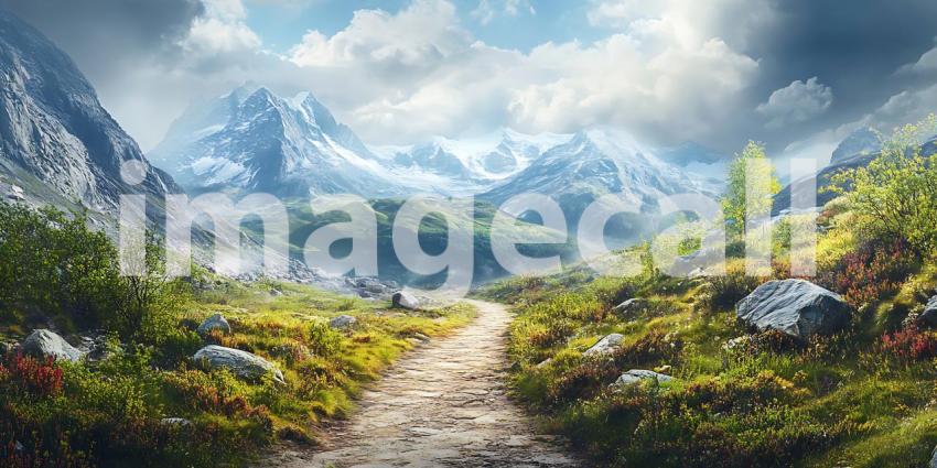 Mountain Path Scenic Landscape Nature Trail Alpine Scenery