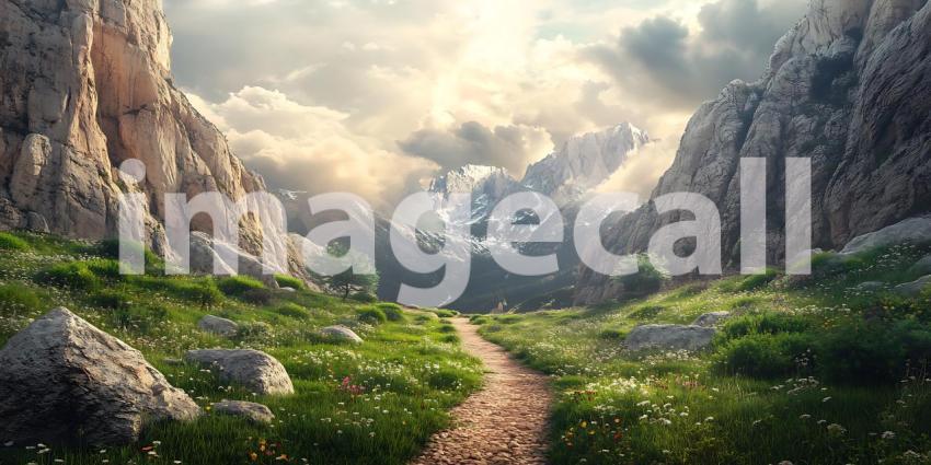 Mountain Path Serene Landscape Photography