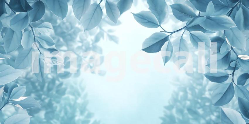 Stunning Blue Leaves Natures Serene Background