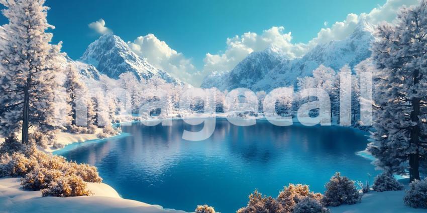 Stunning Winter Wonderland Serene Lake SnowCovered Mountains and