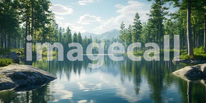 Serene Mountain Lake Stunning Nature Reflection