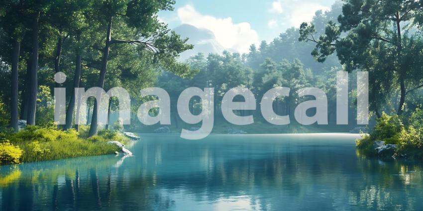 Serene Lake in Lush Forest A Tranquil Nature Scene
