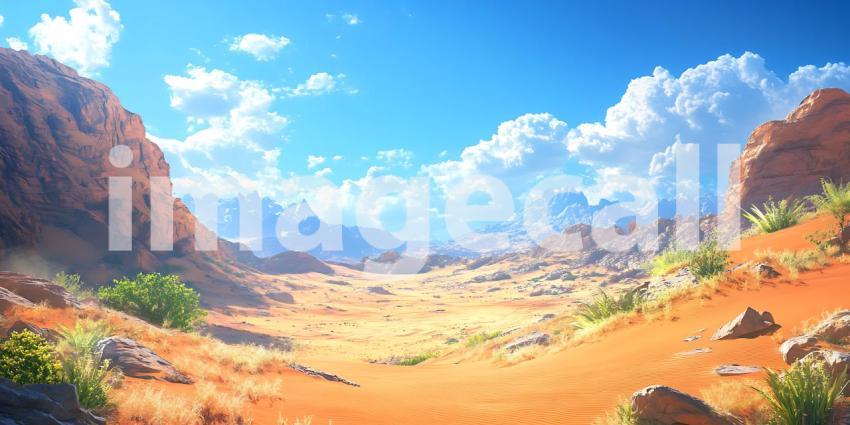 Stunning Desert Landscape Panoramic View of Canyon and Sky