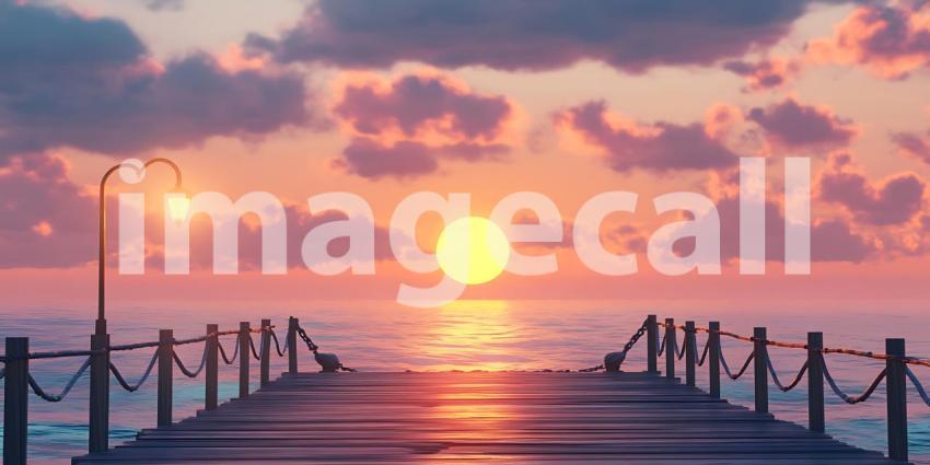 Stunning Sunset Pier Peaceful Ocean View at Dusk