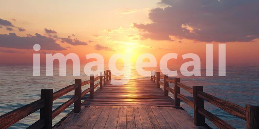 Stunning Sunset Pier Peaceful Ocean View