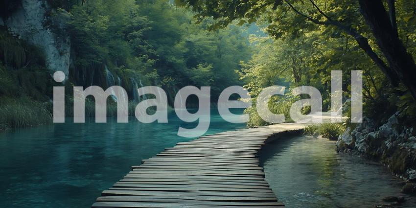 Serene River Landscape Lush Green Foliage Tranquil Water Natural