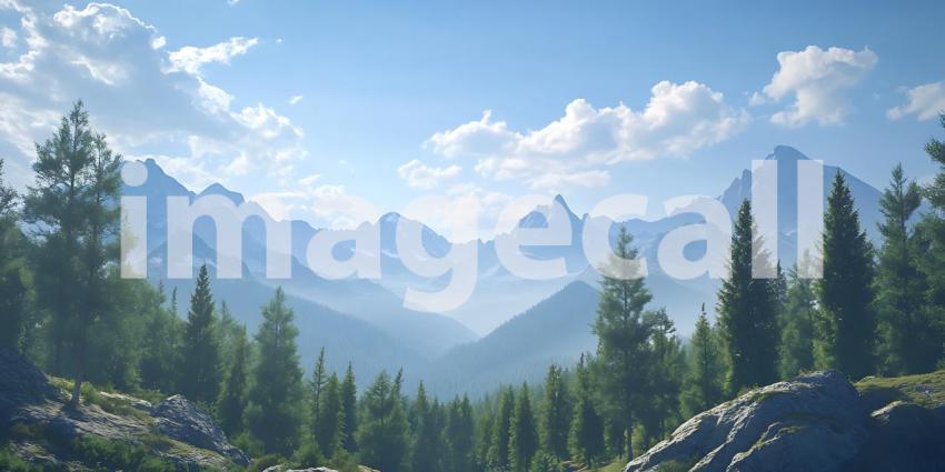 Majestic Mountain Landscape Panoramic View of Peaks and Forests
