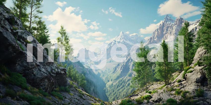 Majestic Mountain Valley Breathtaking Panoramic View