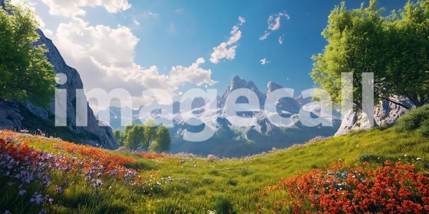 Serene Mountain Meadow A Breathtaking Vista