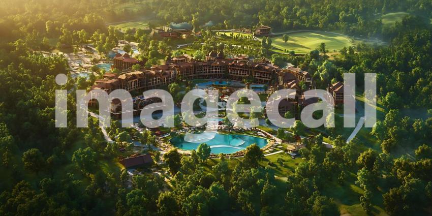 Luxury Resort Aerial View Lush Forest Escape