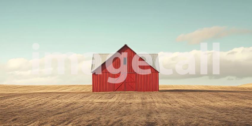Red Barn in Rural Landscape Farm Countryside Agriculture Rustic