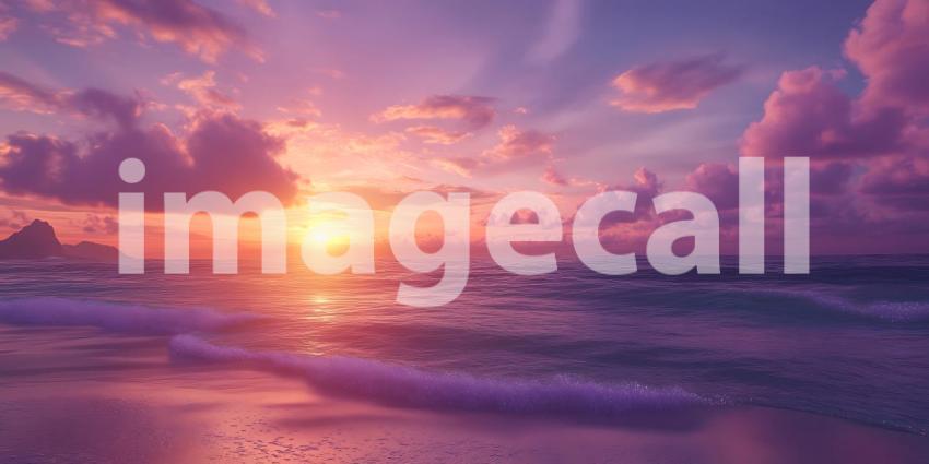 Stunning Sunset Beach Scene Vibrant Colors  Ocean Waves