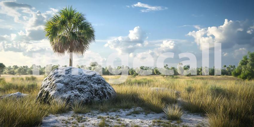 Serene Palm Tree Landscape Breathtaking Nature Scene