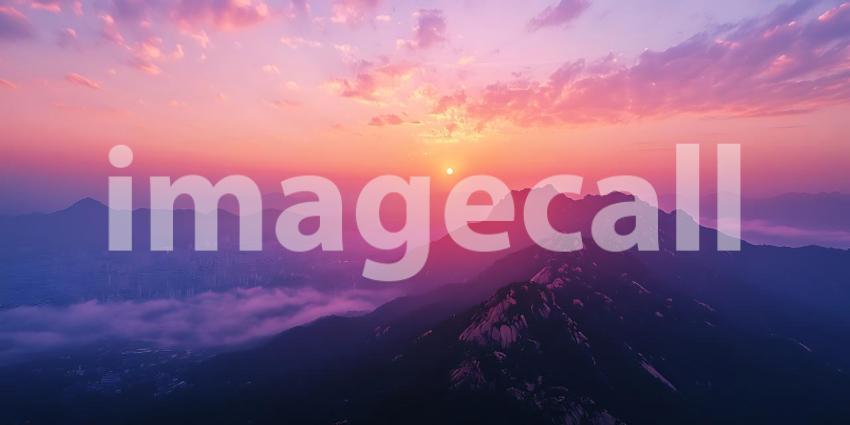 Stunning Sunrise Mountain Landscape Aerial View of Scenic Peaks