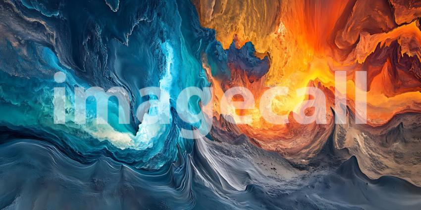Epic Clash Ice and Fire Abstract Art