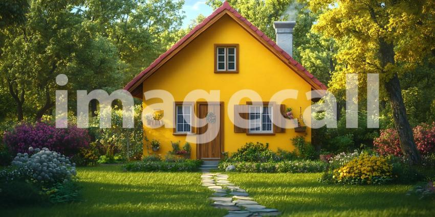Charming Yellow Cottage Lush Garden Dream Home Exterior