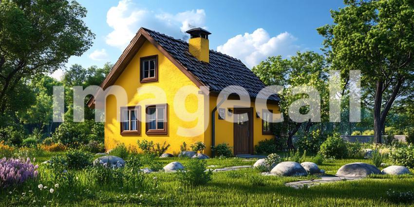 Charming Yellow Cottage Lush Greenery  Dream Home Inspiration