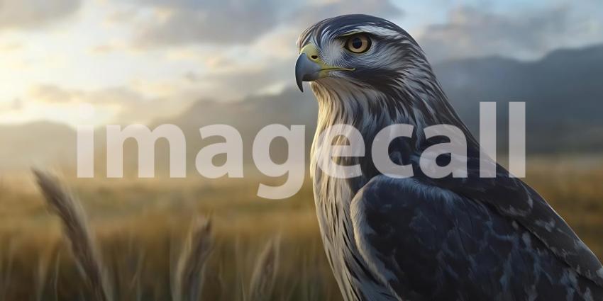 Majestic Peregrine Falcon Wildlife Photography in a Golden Field