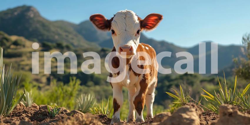 Young Calf in Mountain Pasture Rural Idyll