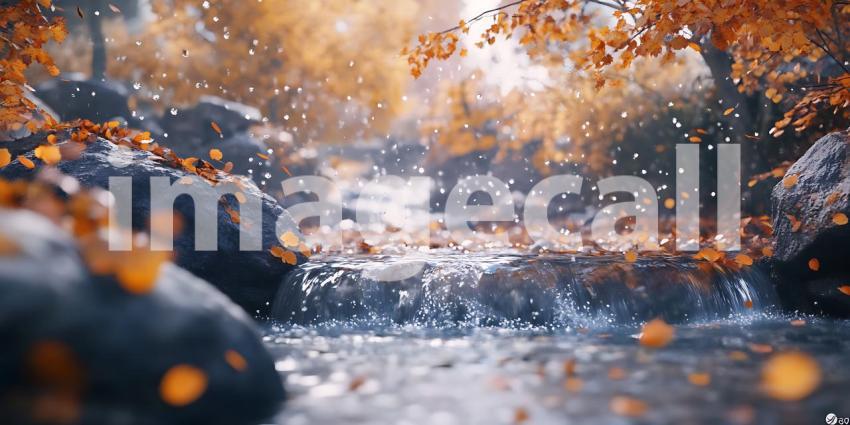 Autumn Waterfall Enchanting Nature Scene
