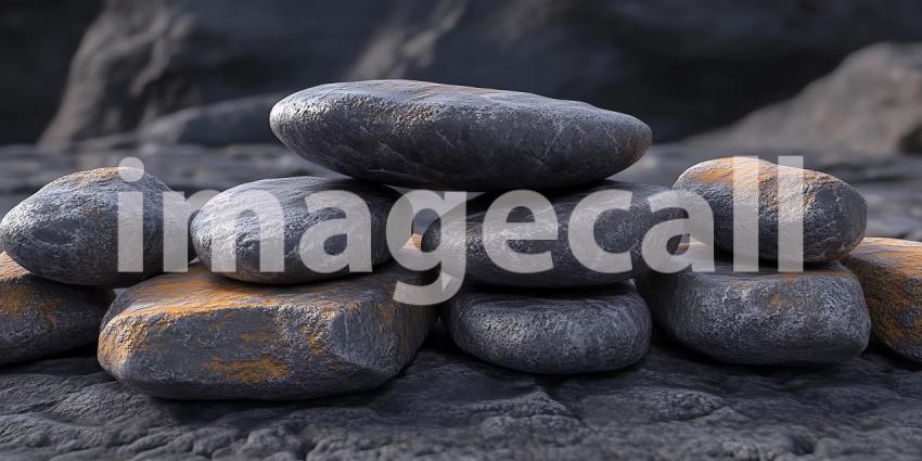 Volcanic Rock Textures Dark Grey Stones Background