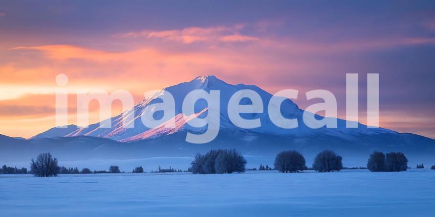 Majestic Winter Mountain Peak at Sunset Breathtaking Landscape P