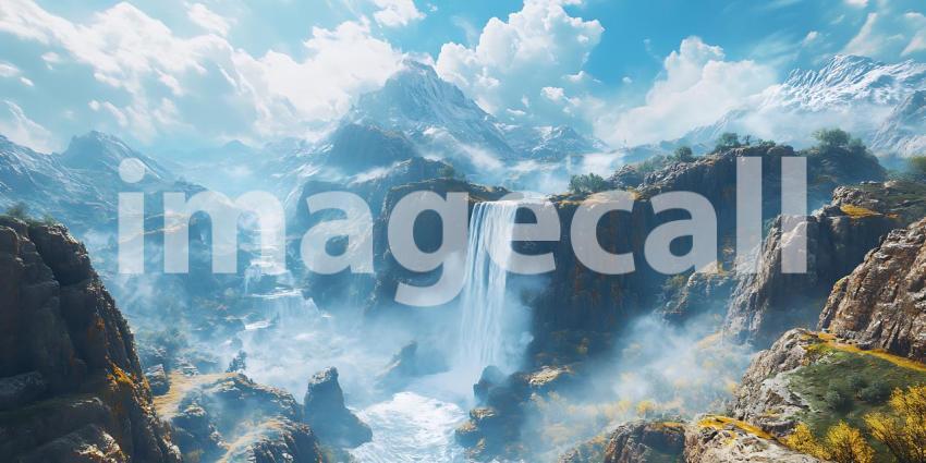 Majestic Waterfall Landscape Breathtaking Nature Scene