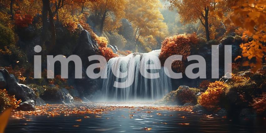 Autumn Waterfall Enchanting Nature Scene