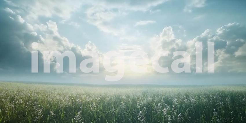 Serene Landscape Peaceful Meadow Sunset Background