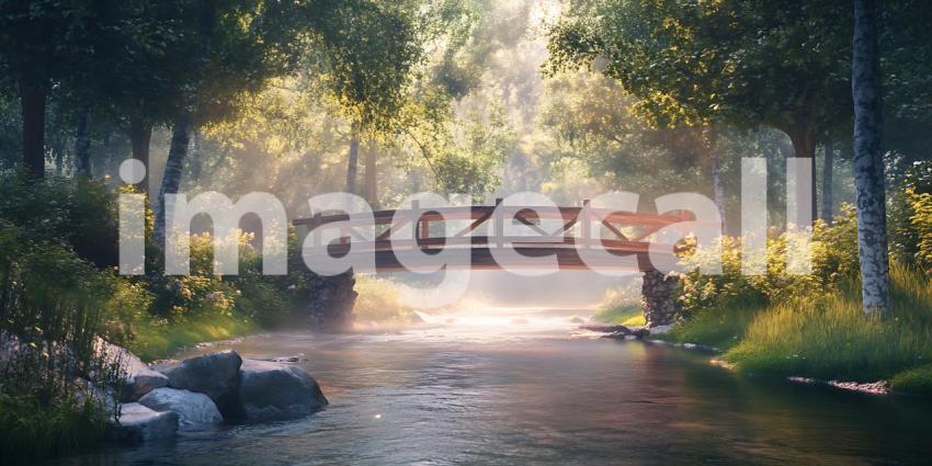 Enchanted Woodland Bridge A Serene Landscape Photograph
