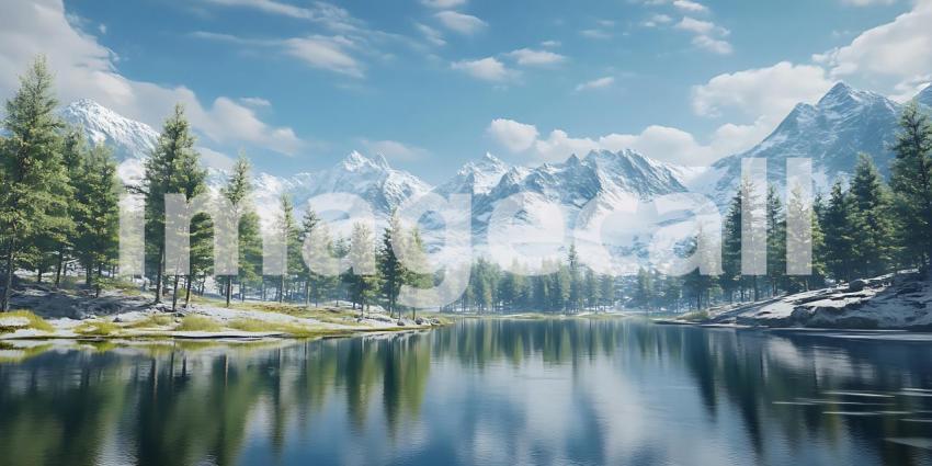 Stunning Mountain Lake Landscape Peaceful Nature Scene