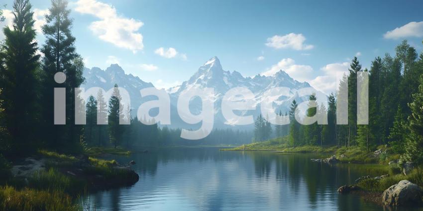 Stunning Mountain Lake Landscape Perfect for Backgrounds