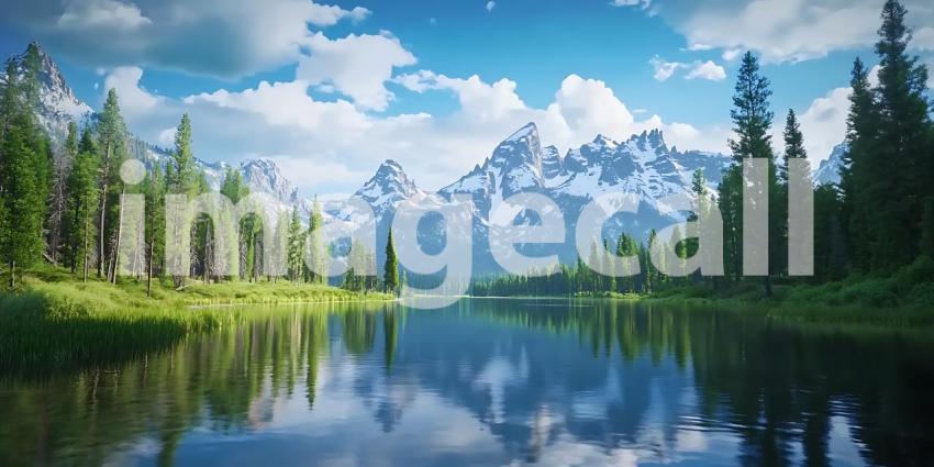 Stunning Mountain Lake Landscape Peaceful Nature Scene