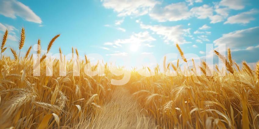 Golden Wheat Field Sunny Day Landscape Photography