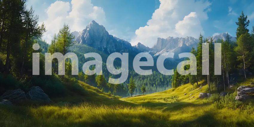 Majestic Mountain Landscape Panoramic View of Alpine Scenery