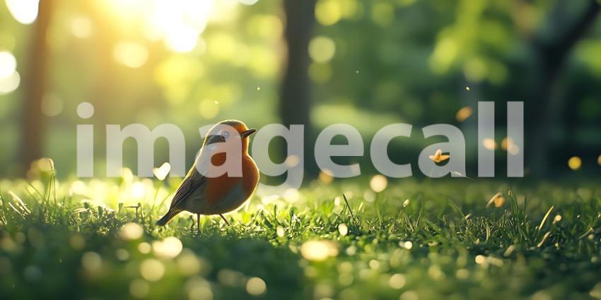 European Robin in Sunlight Peaceful Nature Photography