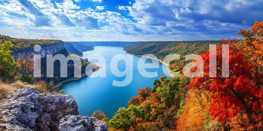 Stunning River Gorge Vibrant Autumn Landscape Photography