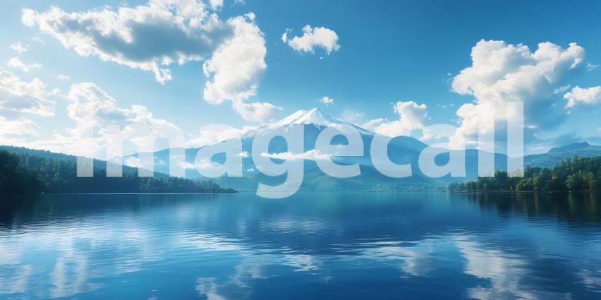 Serene Mountain Lake Landscape Stunning Nature Scenery with Clou