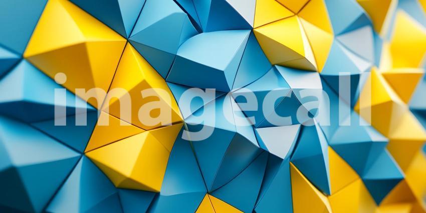 Vibrant Geometric Pattern Abstract Blue and Yellow Triangular De