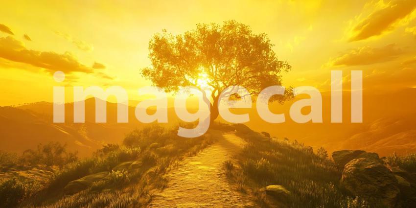 Golden Hour Tree Peaceful Sunset Landscape Photography